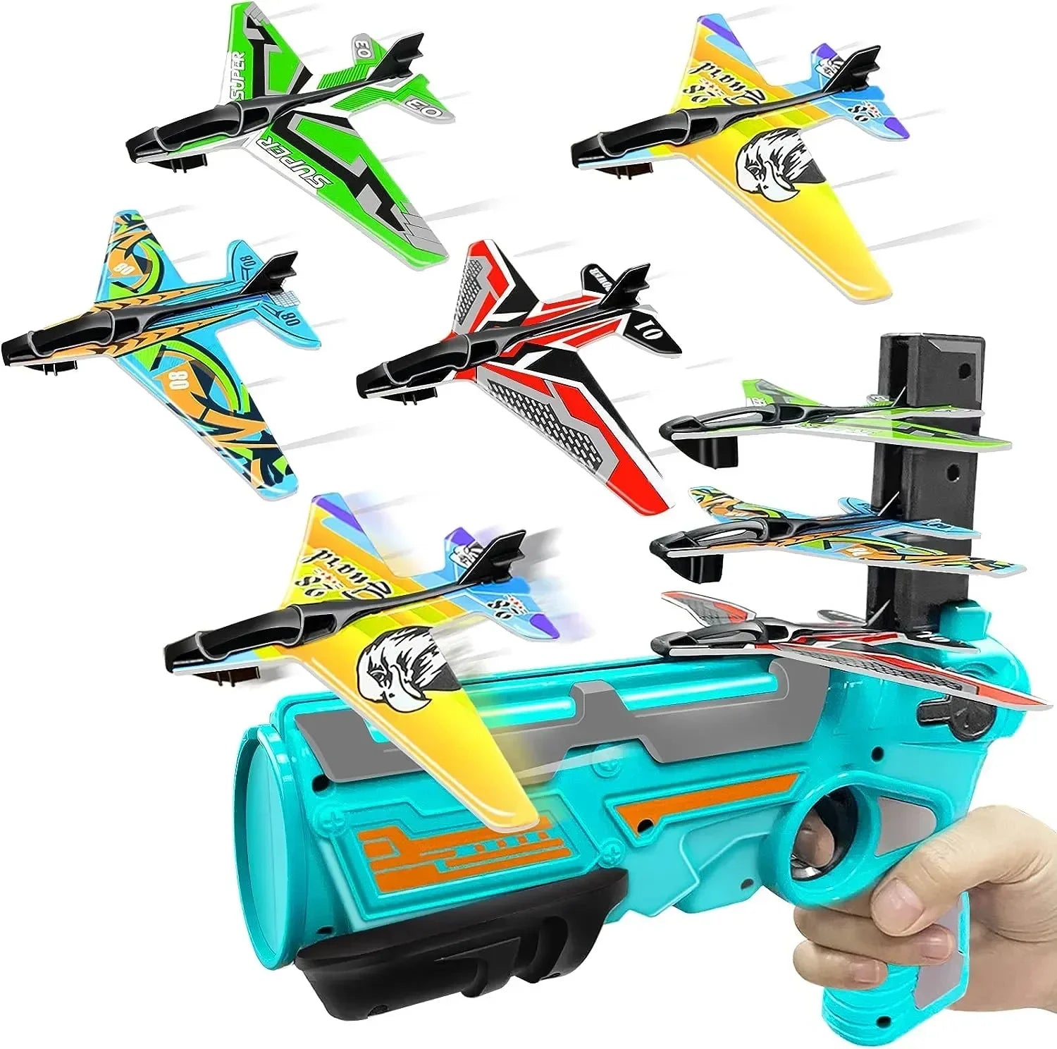 Kids Aircraft Launcher Gun Toy with 3 Foam Planes – Outdoor Flying Glider Shooting Game