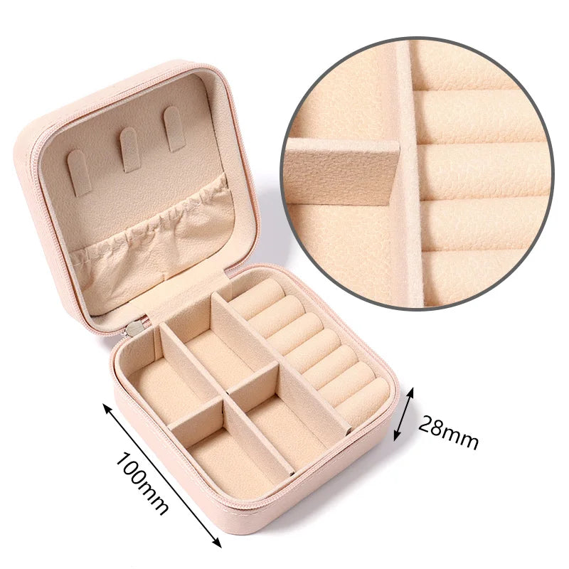 Portable Travel Jewelry Organizer Box – Compact Storage Case for Rings, Earrings & Necklaces