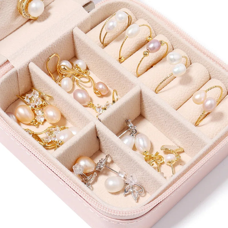 Portable Travel Jewelry Organizer Box – Compact Storage Case for Rings, Earrings & Necklaces