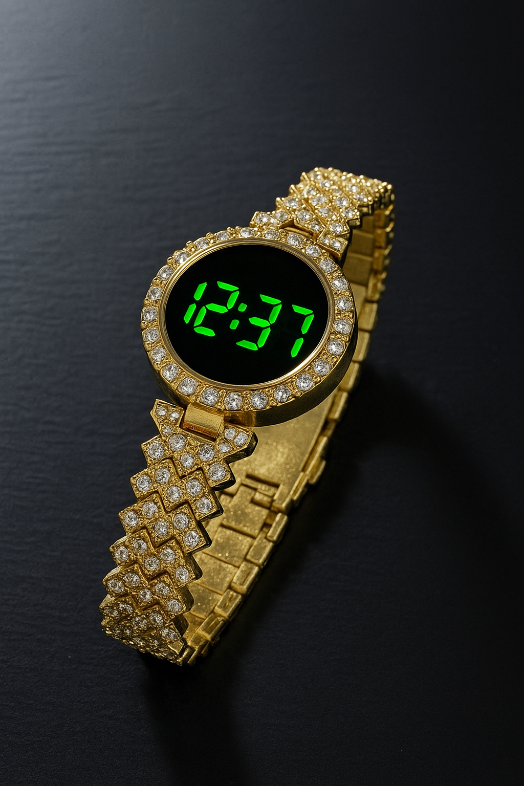 ✨ Luxury Diamond Digital LED Watch for Women – Gold & Silver Stainless Steel Bracelet