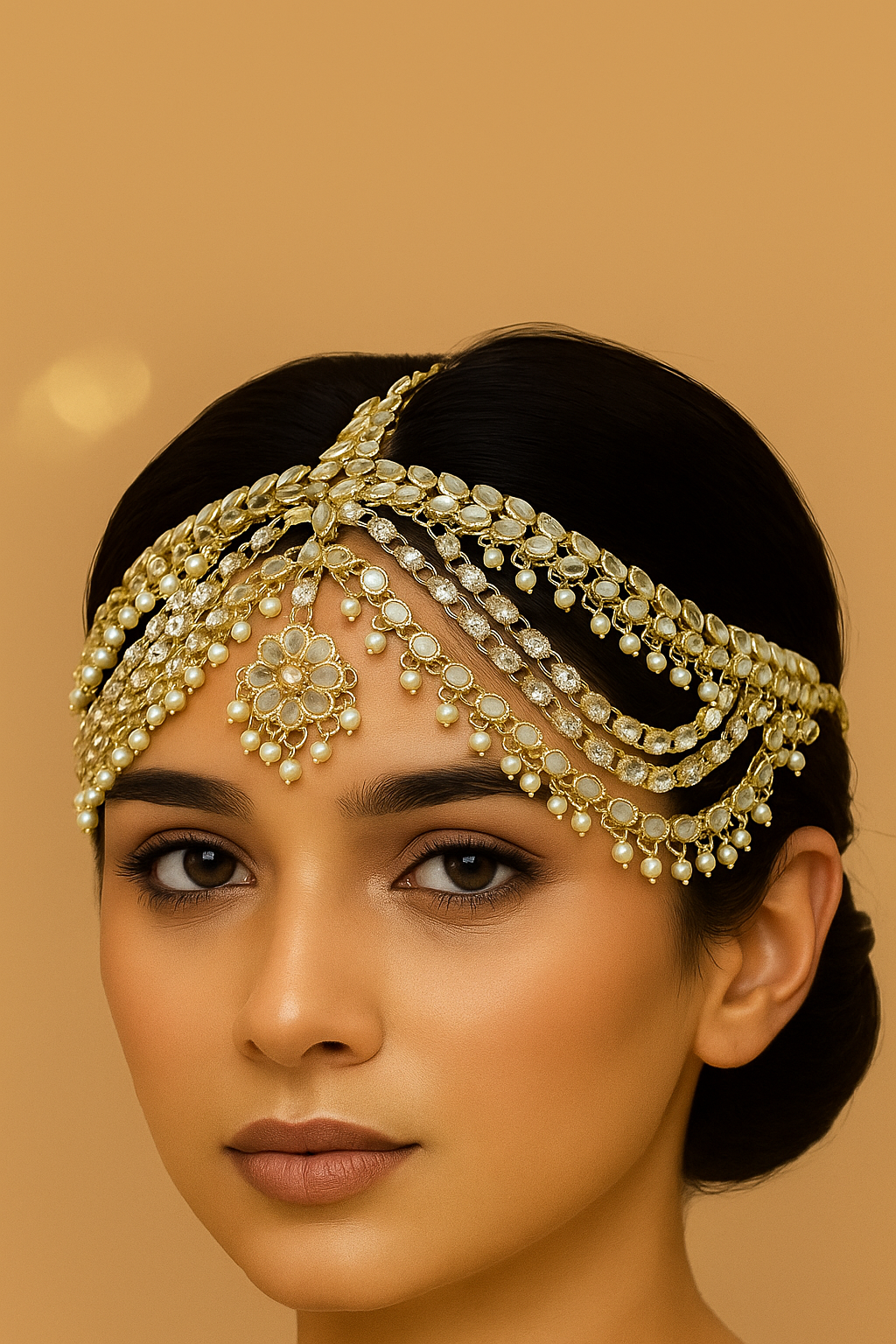Elegant Kundan Pearl Matha Patti | Traditional Indian Bridal Headpiece