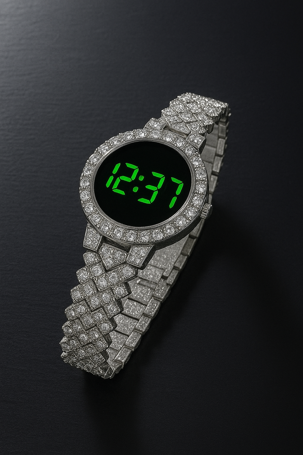 ✨ Luxury Diamond Digital LED Watch for Women – Gold & Silver Stainless Steel Bracelet