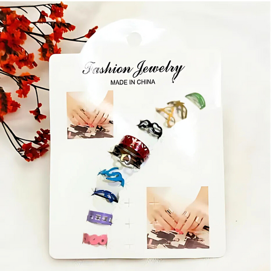 10 Pcs - Multi color ring set  Fashion Jewelry for girls &amp; women Gift Birthday Wedding Anniversary (Random color &amp; Design)