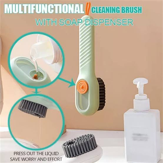 Multi-purpose Shoe Brush Soft Bristle Automatic Liquid Long Handle Cleaning Brush Clothes Board Brush Household Cleaning Tools(random color)