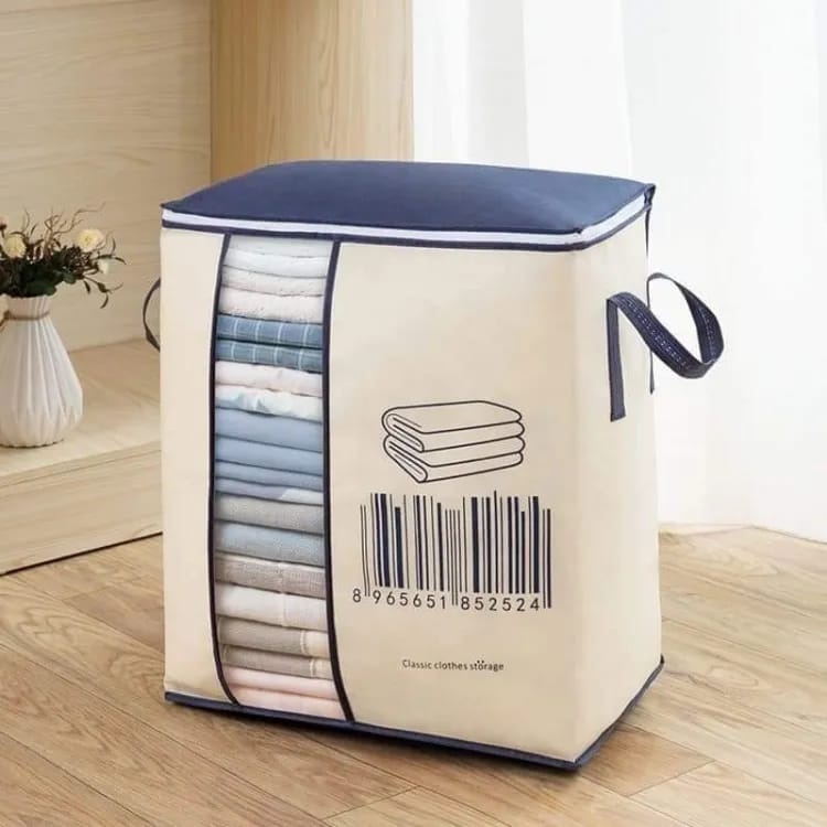 Large Non-woven Portable Clothes Storage Bag Clothing Organizer - 120 gsm (Random color)