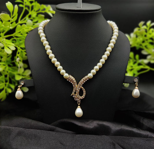 Imported Exquisite Pearl Necklace Set with Radiant Pendant &amp; Earrings | Girls &amp; Women Fashion