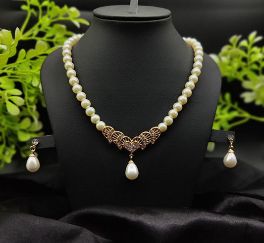 Imported Timeless Pearl Elegance Necklace Set with Drop Earrings | Girls &amp; Women Fashion