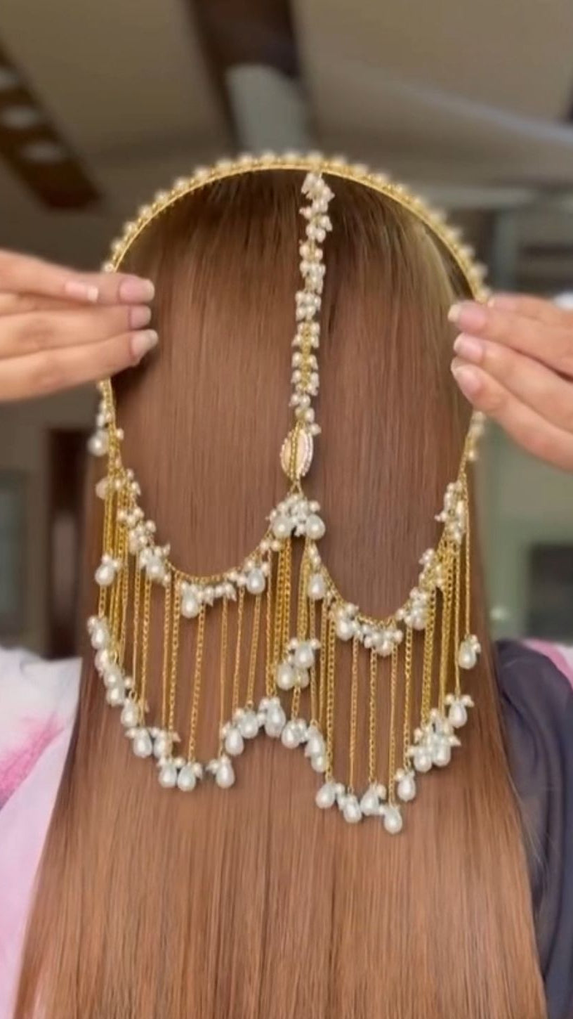 Handmade Gold Plated Pearl Hair Accessory | Traditional Bridal Hair Jewelry