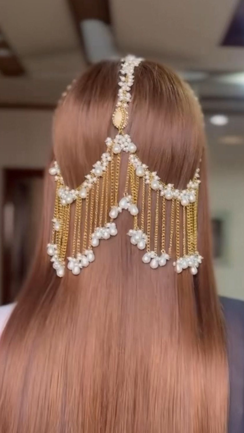 Handmade Gold Plated Pearl Hair Accessory | Traditional Bridal Hair Jewelry
