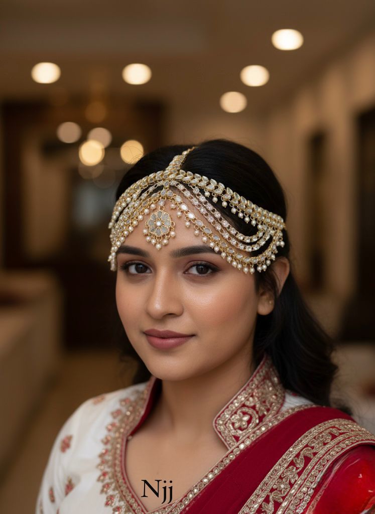 Elegant Kundan Pearl Matha Patti | Traditional Indian Bridal Headpiece