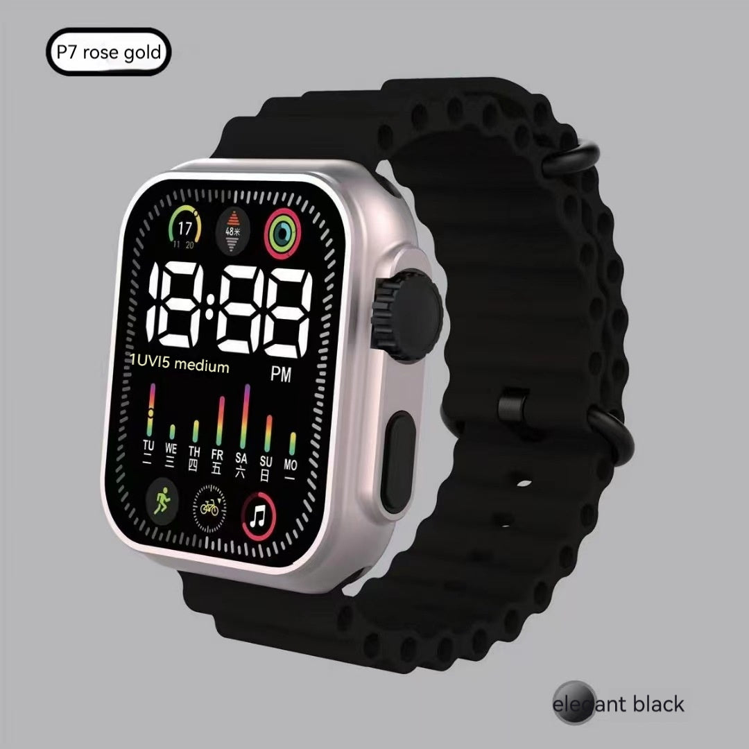 LED Electronic Watch | P7 Rose Gold Marine Band Fashion | Digital Sports Students Children LED Electronic Watch