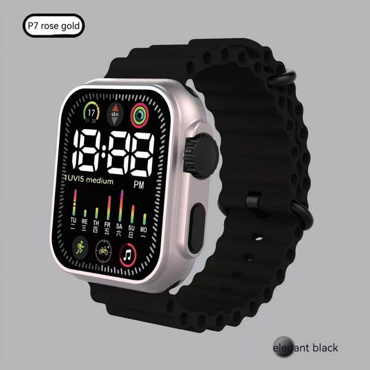 LED Electronic Watch | P7 Rose Gold Marine Band Fashion | Digital Sports Students Children LED Electronic Watch