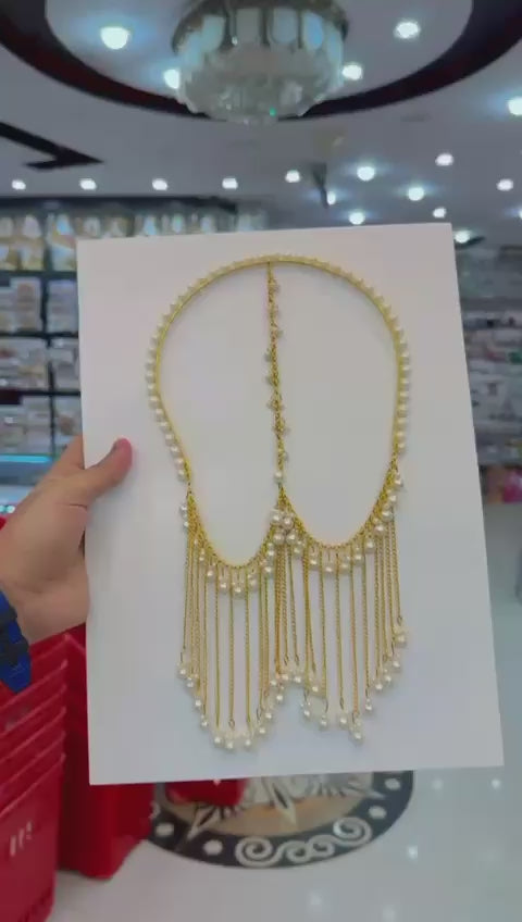 Handmade Gold Plated Pearl Hair Accessory | Traditional Bridal Hair Jewelry